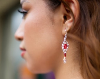 Dangle Beaded Earrings, dangle statement earrings, handmade earrings