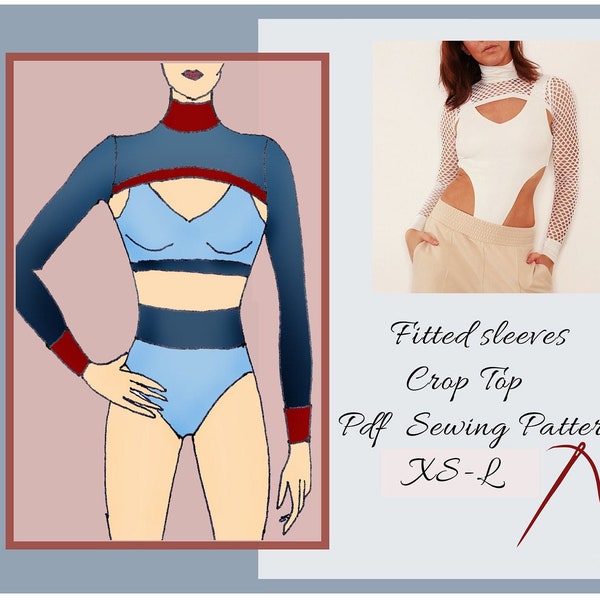 Crop Top Sewing pattern, Shrug Sewing pattern, Easy women PDF sewing patterns