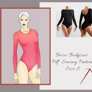 Sewing pattern for woman, Leotard pattern Size S, Long sleeve  bodysuit to create dance dresses and costumes, swimwear
