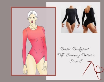 Sewing pattern for woman, Leotard pattern Size S, Long sleeve  bodysuit to create dance dresses and costumes, swimwear