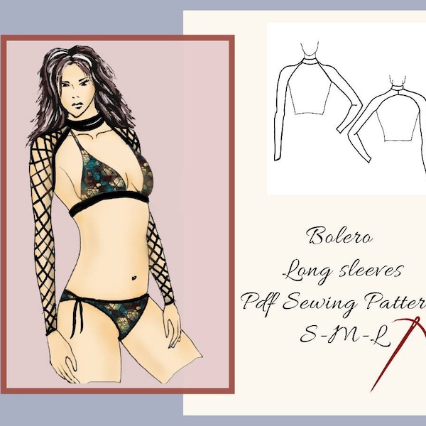 Cartamodello Manicotto, Crop Top  Bolero Manica lunga, cucito donna, modello semplice file PDF