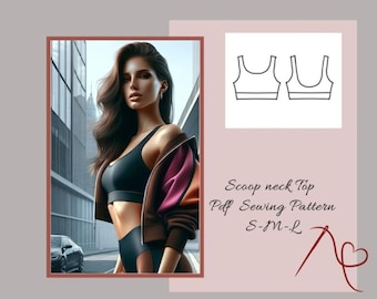 Patrón de costura para top corto tipo bralette, traje de baño, ropa deportiva, danza, patrones de costura para mujer