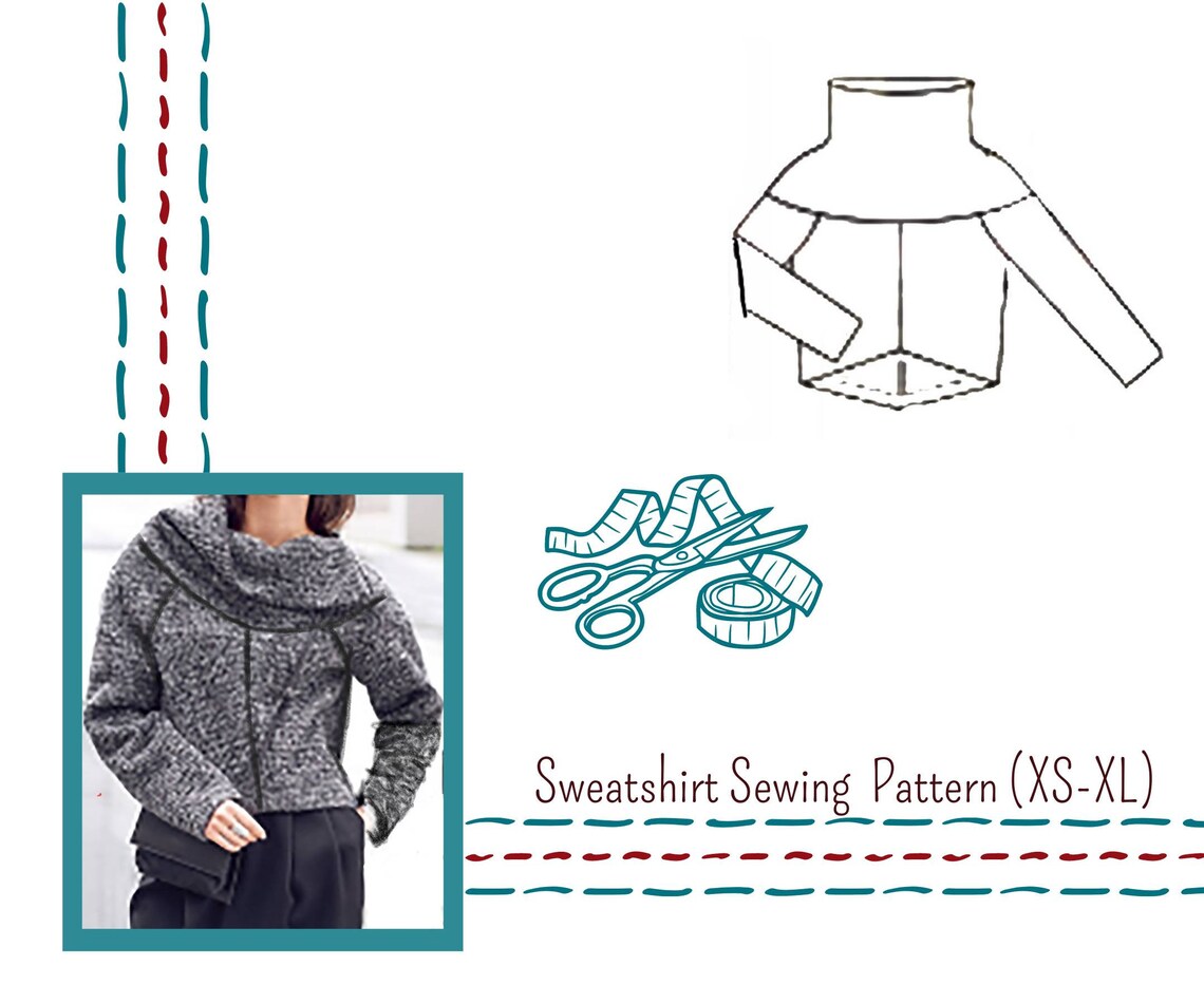 Sweatshirt Sewing Pattern Easy Women PDF Sewing Patterns Etsy