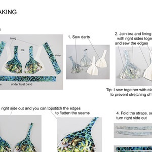 Triangle Bikini Bra Sewing Pattern, swim wear,lingerie PDF sewing patterns tutorial image 4