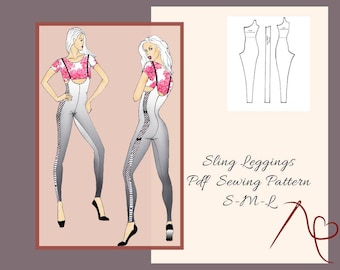 Sling Leggings Sewing  Pattern for women,Yoga, Dance Unitard, Catsuit,Pole dance wear, Exotic dancewear, PDF sewing patterns