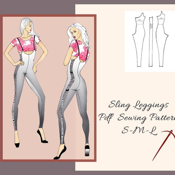 Sling Leggings Sewing  Pattern for women,Yoga, Dance Unitard, Catsuit,Pole dance wear, Exotic dancewear, PDF sewing patterns