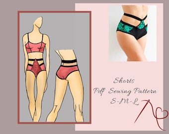 Sewing Pattern for women, shorts, swim wear, bikini, lingerie