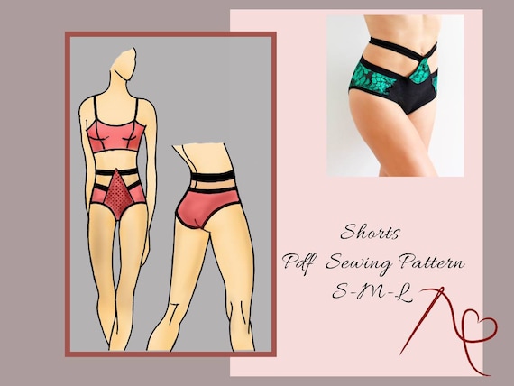High Waisted Panties Sewing Pattern for Women, Lingerie Pattern,brief,shorts,  Bikini Bottom, Pole Dance, Exotic Dancewear 