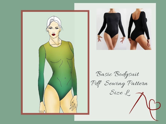 Patron de costura de body mujer talla L body basico de manga larga para crear vestidos de danza y banadores archivo PDF descargable Etsy Mexico
