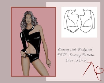 Cutout Side   Bodysuit Top sewing pattern, PDF sewing pattern for women, Dance costume pattern