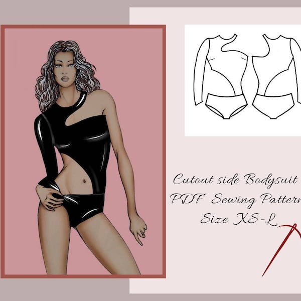 Cutout Side   Bodysuit Top sewing pattern, PDF sewing pattern for women, Dance costume pattern