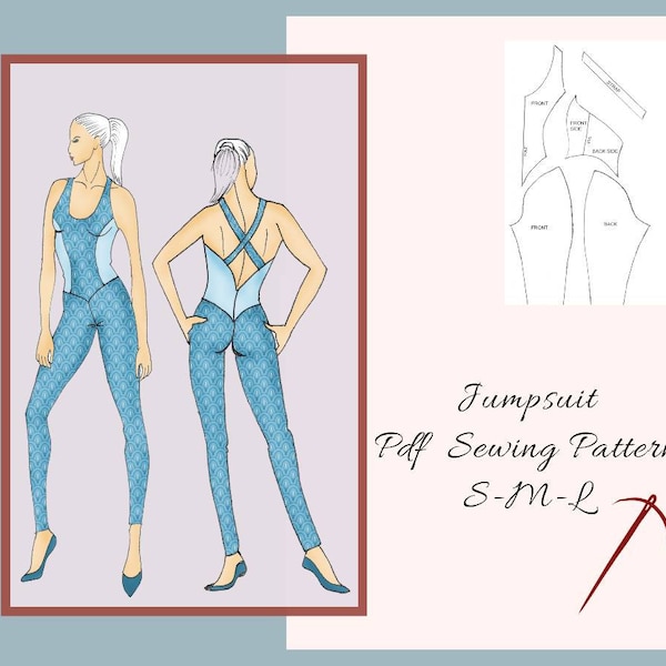 Jumpsuit Sewing  Pattern for women, Yoga, Dance Unitard, Fitness, PDF sewing patterns