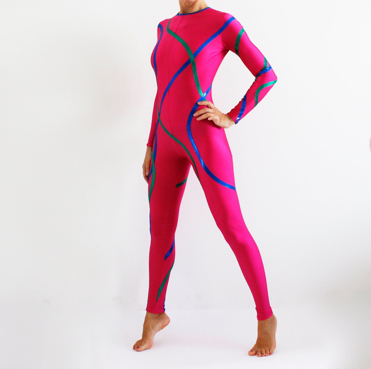 Long Sleeves Tight Jumpsuit of Fuchsia Lycra Dance Unitard Etsy