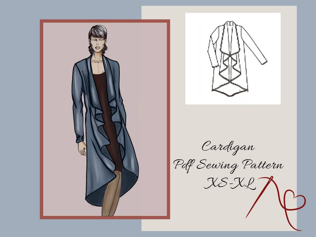 Cardigan Sweater Coat Sewing Pattern, Easy Women PDF Sewing Patterns Etsy