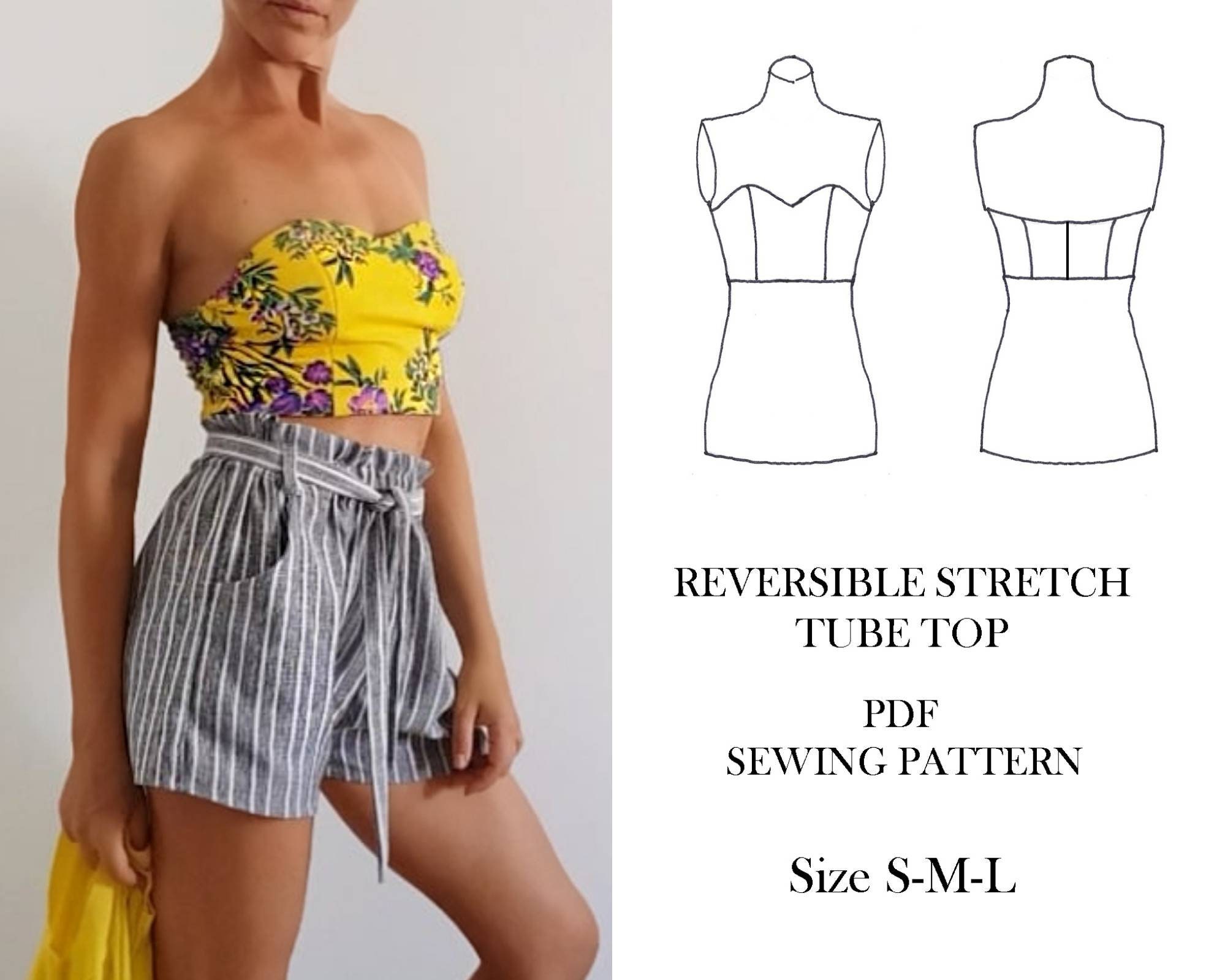Tube Strapless Top Sewing pattern for women easy pattern Etsy