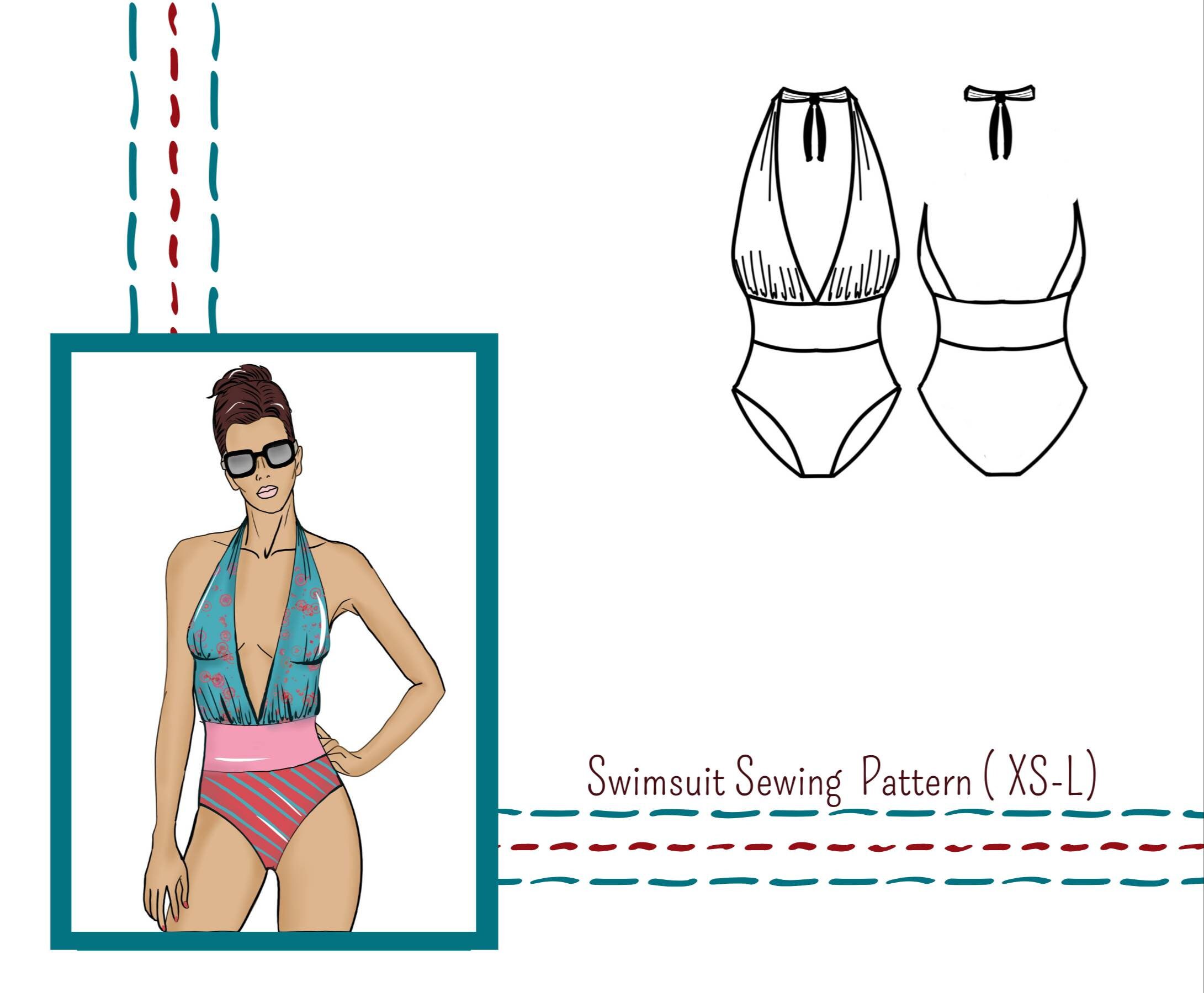 One piece Swimsuit Sewing pattern Pdf sewing patterns for Etsy