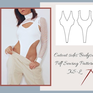 Cutout sides Bodysuit Crop Top sewing pattern, dance costume, swimsuit, underwear  PDF sewing pattern for women