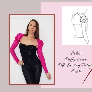 Bolero Puffy Princess Sleeve Sewing Pattern for women, Cowl shoulders sleeve Pdf sewing pattern image 1