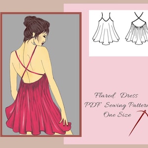 Flared Lingerie Style Dress Sewing Pattern for Women, Boho Style