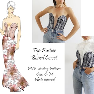 Top Bustier Sewing pattern, pdf sewing patterns for women, Wedding dress, Evening dress,