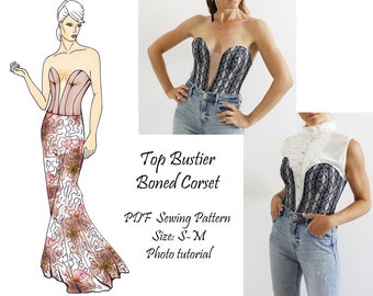 Top Bustier Sewing pattern, pdf sewing patterns for women, Wedding dress, Evening dress,