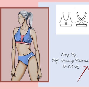 Halter Crop Top Sewing pattern,  bralette  PDF sewing patterns for women, pole dance, yoga pattern