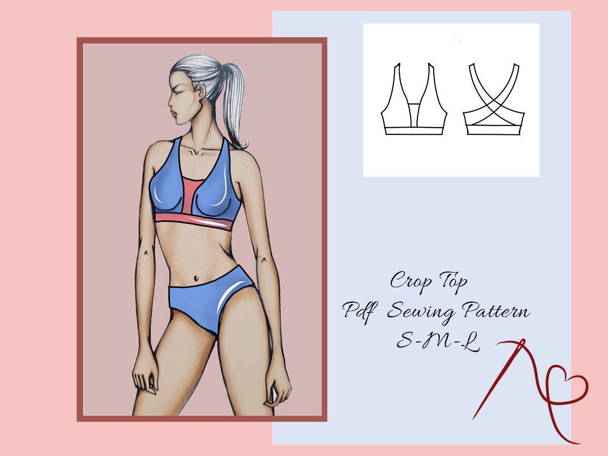 Halter Crop Top Sewing Pattern, Bralette PDF Sewing Patterns for Women,  Pole Dance, Yoga Pattern -  Finland