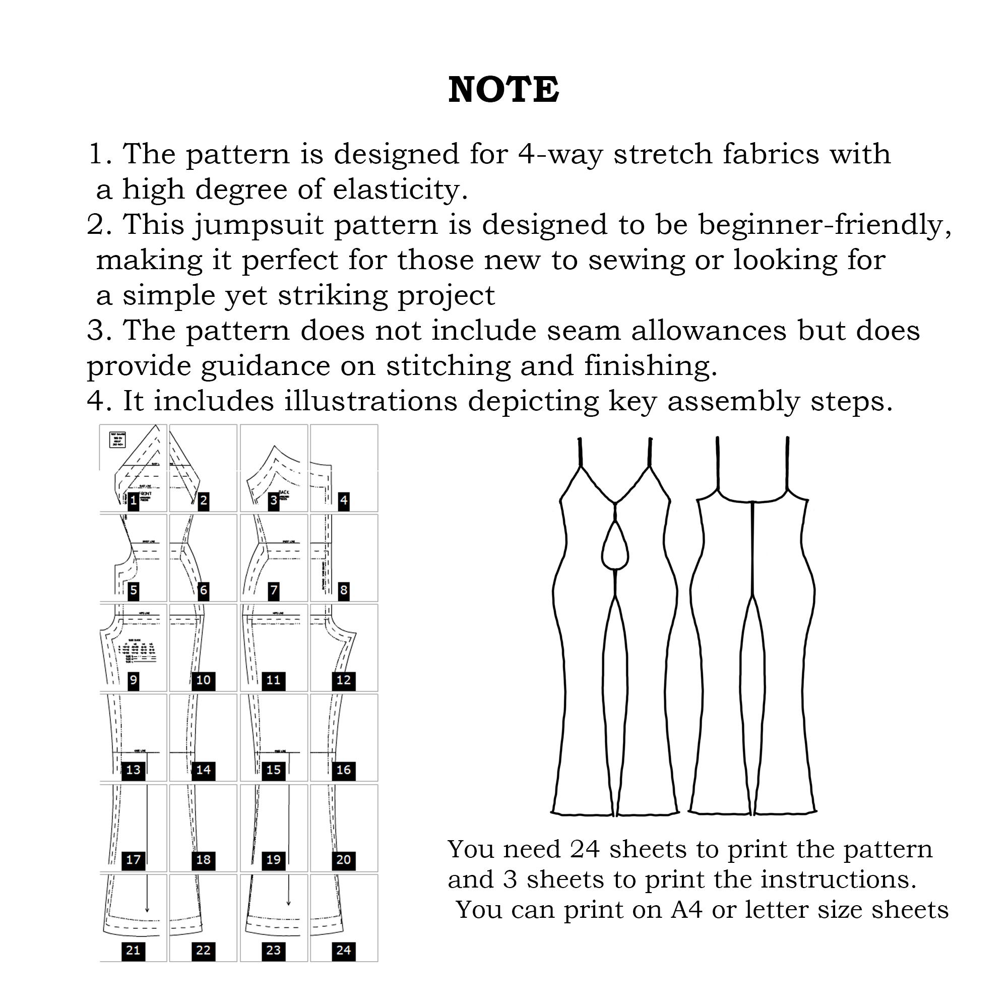 Jumpsuit Flared Leg Sewing Pattern for Women, Dance, Bachata, Yoga ...
