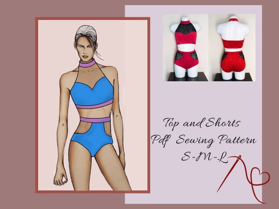 Halter Top and High Waisted Shorts Sewing Pattern, Pole Dance