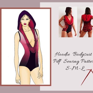Hood Cowl neckline  Bodysuit sewing pattern ,Dance festival costume, pdf sewing patterns for women