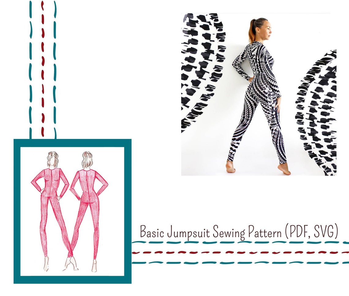 Jumpsuit Catsuit Sewing pattern for women Basic Unitard long Etsy
