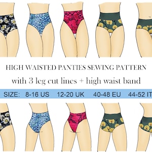 High Waisted Panties Sewing Pattern for Women, Underwear Pattern,  Brief,shorts, Bikini Bottom, Pole Dance Wear 