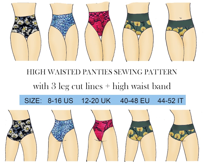 High Waisted Panties Sewing Pattern for Women Underwear Etsy