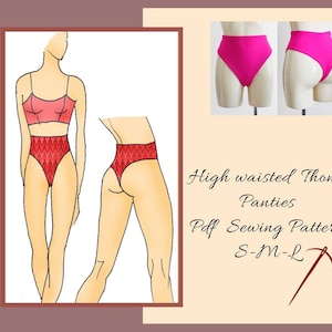 High waisted Thong Panties Sewing Pattern,Lingerie pattern, Swim wear Bikini bottom, Exotic dancewear, pdf sewing pattern for wimen