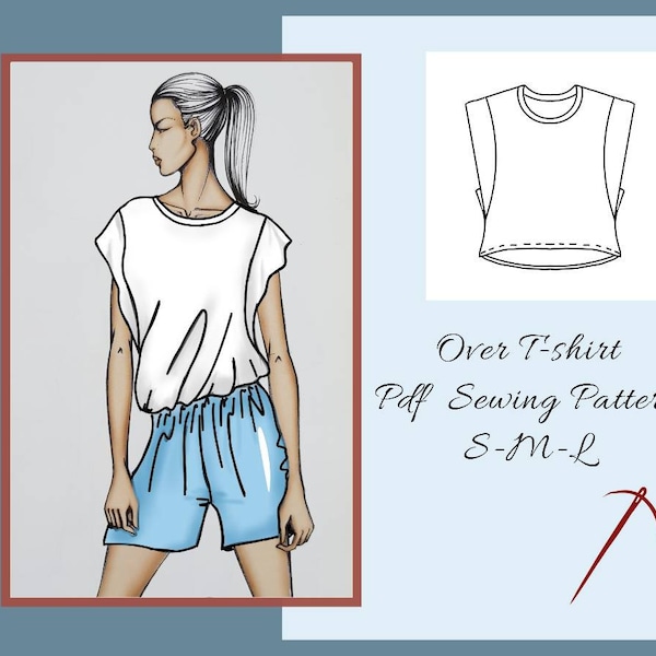 Oversize T-shirt Sewing Pattern, Loose Top  PDF sewing patterns for women