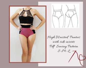 High waisted Pants with side inserts Sewing Pattern, Pole dance pants, Swim wear, Bikini, Underwear, Brief Pdf sewing patterns for women