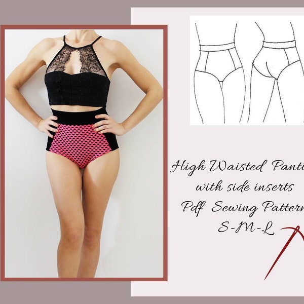 High waisted Pants with side inserts Sewing Pattern, Pole dance pants, Swim wear, Bikini, Underwear, Brief Pdf sewing patterns for women