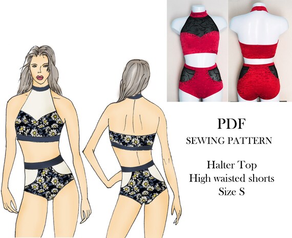 Pole Dance Wear Sewing Pattern Halter Neck Top And High Etsy