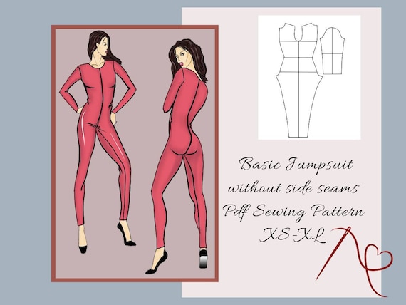Basic Jumpsuit Without Side Seams Sewing Pattern for Women, Basic Unitard  Long Sleeve, PDF SVG Pattern -  Finland