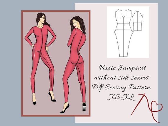 Basic Jumpsuit Without Side Seams Sewing Pattern for Women, Basic Unitard  Long Sleeve, PDF SVG Pattern -  Finland