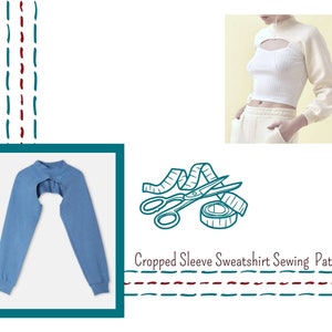 Crop Top, Shrug Long Raglan sleev,e Crop Sweatshirt Sewing pattern, Easy women PDF sewing patterns