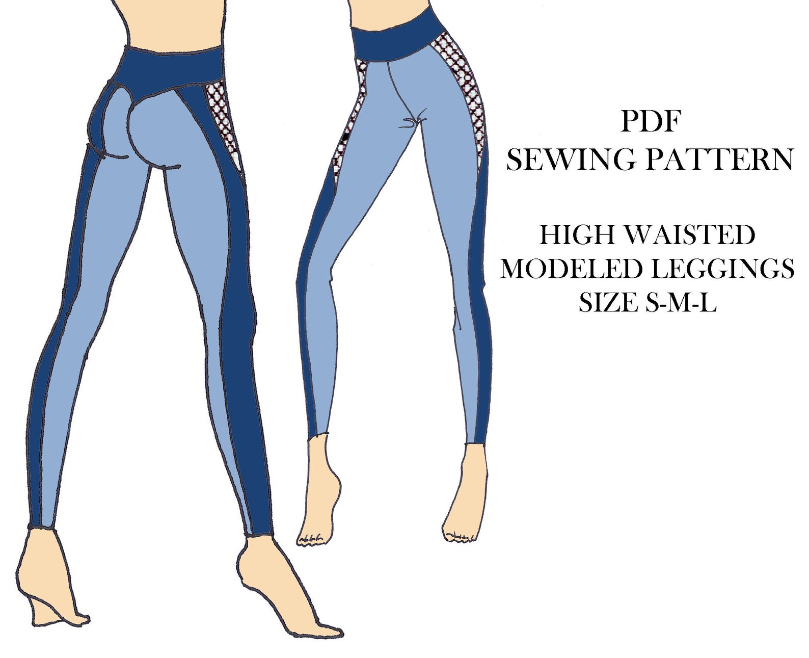 High Waisted Leggings Sewing Pattern for Etsy