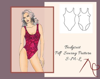 Bodysuit Swimsuit Sewing Pattern, PDF sewing patterns for women