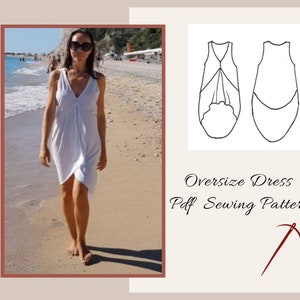 Summer Beach Dress Sewing pattern for women, One size, over size dress, easy sewing pattern, PDF sewing patterns