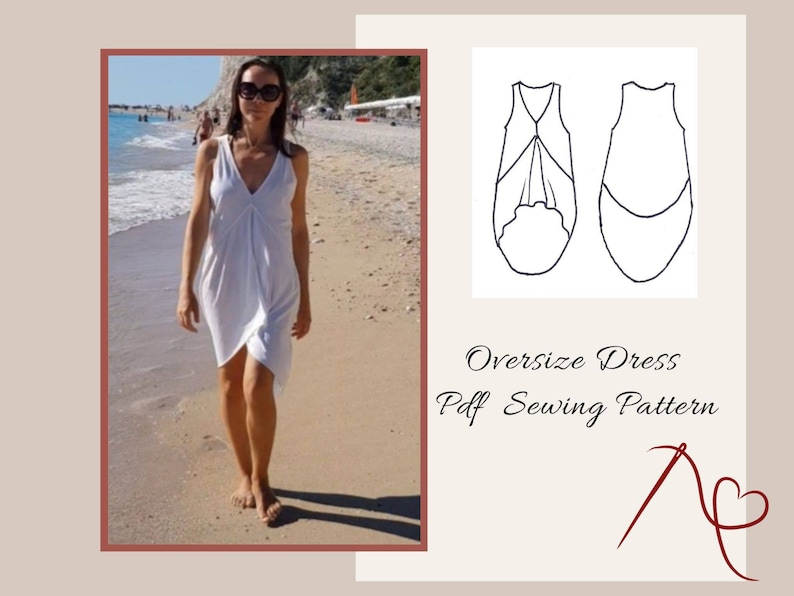Summer Beach Dress Sewing Pattern for Women One Size Over Etsy
