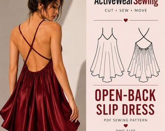 Flared Lingerie style Dress Sewing pattern for women, Boho style summer dress, One size, PDF easy sewing patterns
