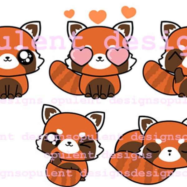 Kawaii Red Pandas Clipart