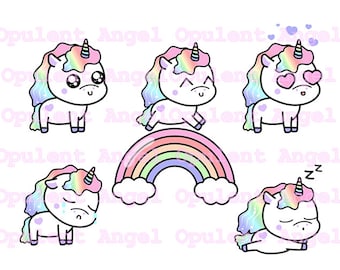 Paquete de Unicornio Clipart Kawaii