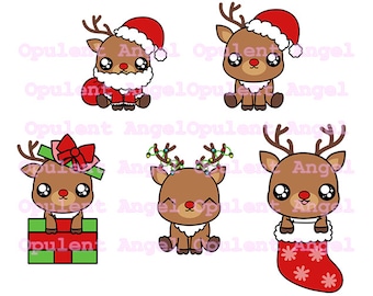 Kawaii Clipart Reno de Navidad