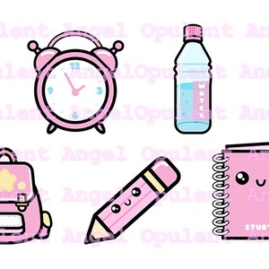 Kawaii Clipart Pink Study Pack